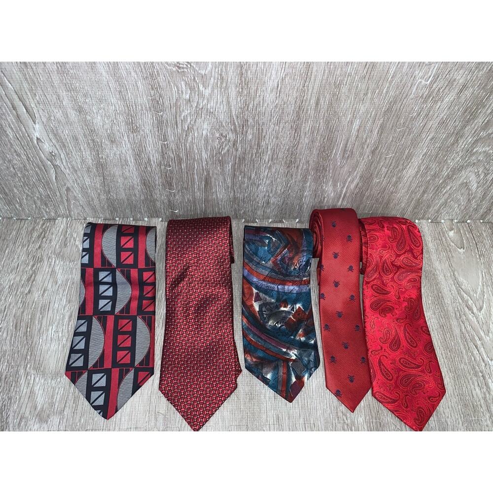 Vintage Silk Tie Collection Set of 5 Geometric‎ Designer Men's Ties